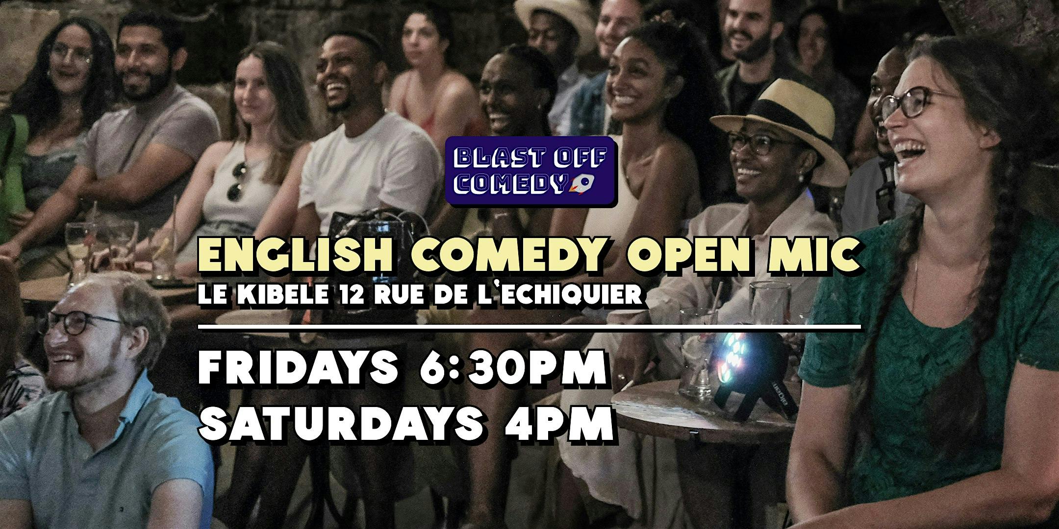 English Stand Up Comedy - Weekly Saturday Open Mic - Blast Off Comedy logo