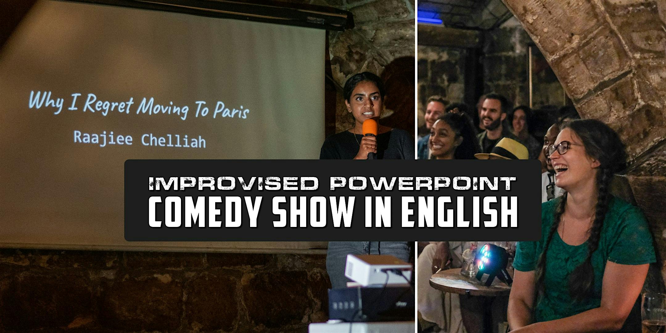 Improvised PowerPoint Comedy Show in English - Dec 14 - Blast Off Comedy logo